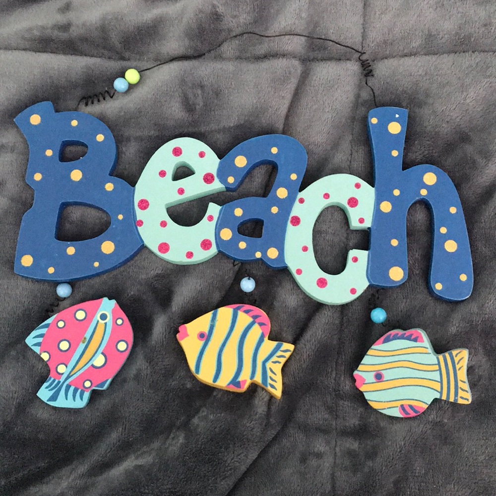 Hanging beach sign